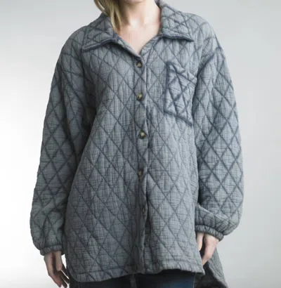 Tempo Paris Quilted Jacket In Blue In Gray