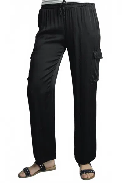 Tempo Paris Satin Cargo Pants In Black