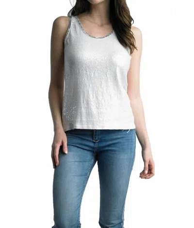 Tempo Paris Sequin Tank In White In Silver