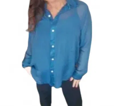 Tempo Paris Sheer Top With Tank In Teal In Blue