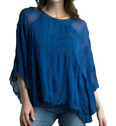 Tempo Paris Silk Embroidered Top In Royal Blue
