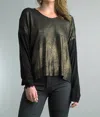 TEMPO PARIS SPARKLE AND SHINE LONG SLEEVE SWEATER IN BLACK