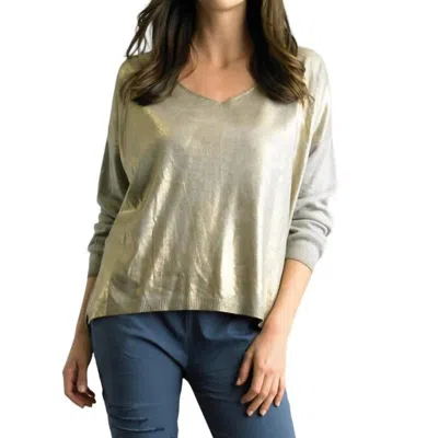 Tempo Paris Sparkle And Shine Long Sleeve Sweater In Taupe In Grey