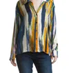 Tempo Paris Striped Silk Top In Blue In Blue