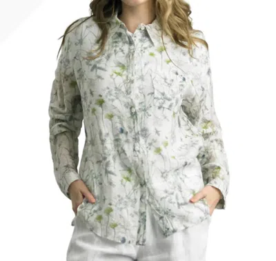 Tempo Paris Thistles And Dragonflies Blouse In Green In White