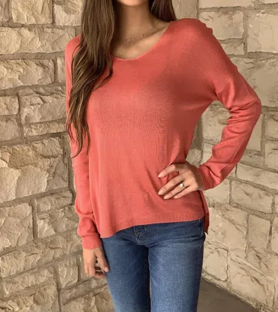 Tempo Paris V-neck Long Sleeve Sweater In Peperosa In Pink