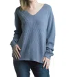 Tempo Paris V-neckline Front Seam Tunic Sweater In Blue In Blue