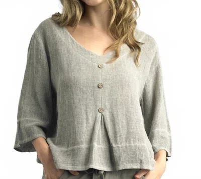 Tempo Paris V-neck Linen Top In Sage In Grey