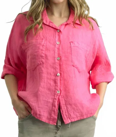 Tempo Paris Women's Two Pocket Linen Top In Fuchsia In Multi