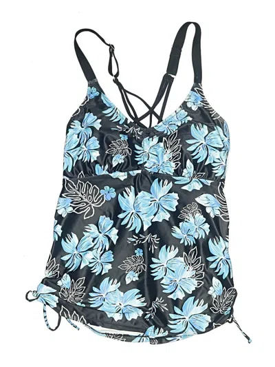 Pre-owned Tempt Me Swimsuit Top Blue Floral Pattern Swimwear