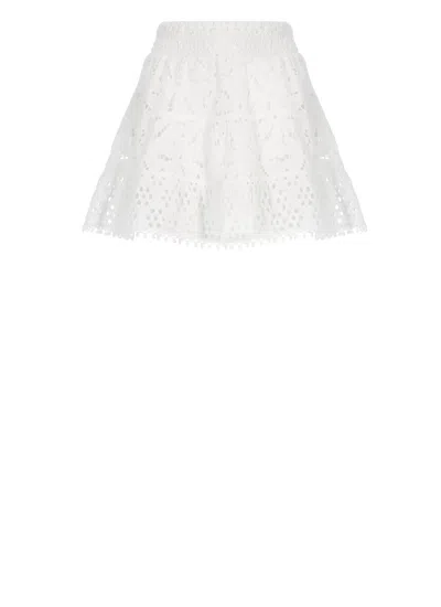 Temptation Cotton Skirt With Flared Silhouette In White