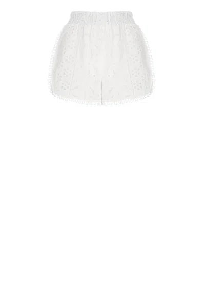 Temptation Intricate Lace-detail Cotton Shorts In White