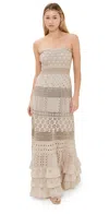 Temptation Positano Adige Embroidered Long Dress Khaki In Khaki