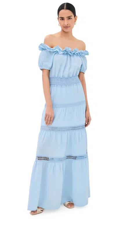 Temptation Positano Angara Linen Dress Cloud In Blue