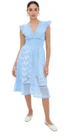Temptation Positano Arno Embroidered Midi Dress Cielo In Cielo