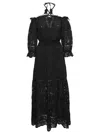 Temptation Positano Embroidered Off-shoulder Maxi Dress In Black Cotton In Black