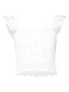 Temptation Positano Elsa Eyelet-embroidered Ruffled Blouse In White