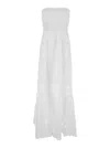 TEMPTATION POSITANO WHITE LONG EMBROIDERED DRESS IN COTTON WOMAN