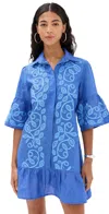 Temptation Positano Enza Embroidered Midi Dress Blue In Blue