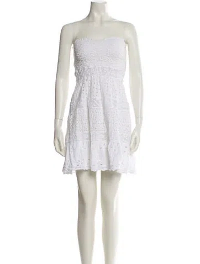 Pre-owned Temptation Positano Eyelet Mini Dress In Multi