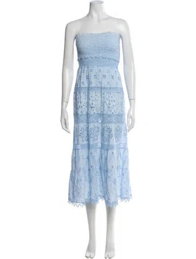 Pre-owned Temptation Positano Floral Print Long Dress In Blue