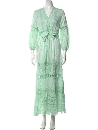 Pre-owned Temptation Positano Floral Print Long Dress In Green