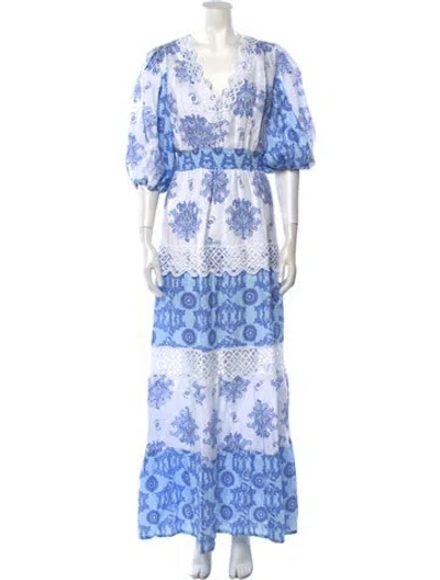 Pre-owned Temptation Positano Floral Print Long Dress In Multi