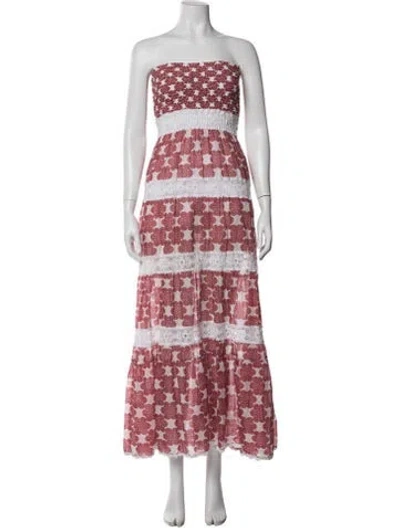 Pre-owned Temptation Positano Floral Print Long Dress In Red