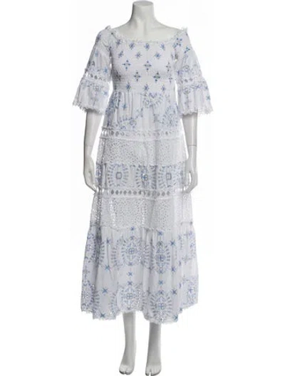 Pre-owned Temptation Positano Floral Print Long Dress In White