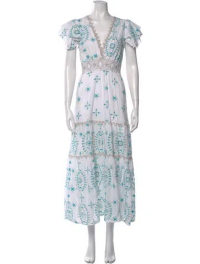 Pre-owned Temptation Positano Floral Print Long Dress In White