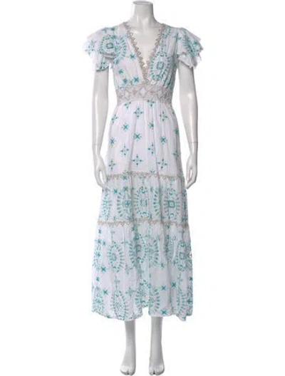 Pre-owned Temptation Positano Floral Print Long Dress In White