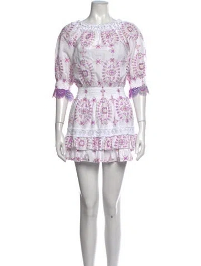 Pre-owned Temptation Positano Floral Print Mini Dress In Metallic/white