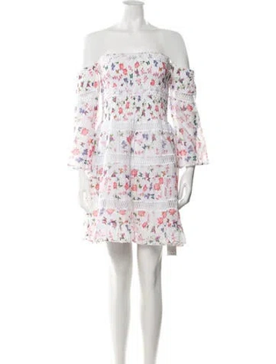 Pre-owned Temptation Positano Floral Print Mini Dress W/ Tags In White