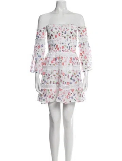 Pre-owned Temptation Positano Floral Print Mini Dress In White