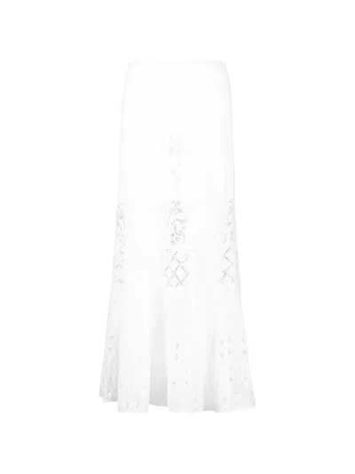 Temptation Positano Lace-detail Midi Skirt In White