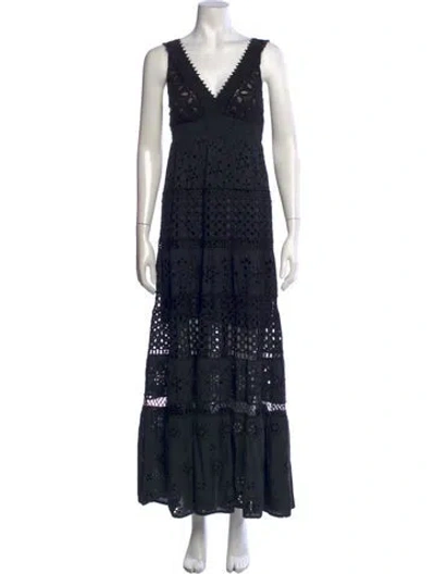 Pre-owned Temptation Positano Lace Pattern Long Dress In Blue