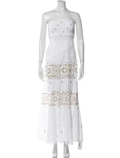 Pre-owned Temptation Positano Lace Pattern Long Dress W/ Tags In White
