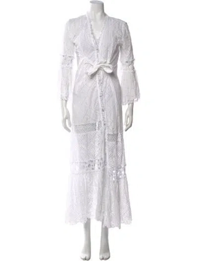Pre-owned Temptation Positano Lace Pattern Long Dress In White