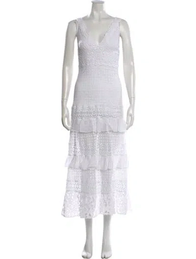 Pre-owned Temptation Positano Lace Pattern Long Dress In White