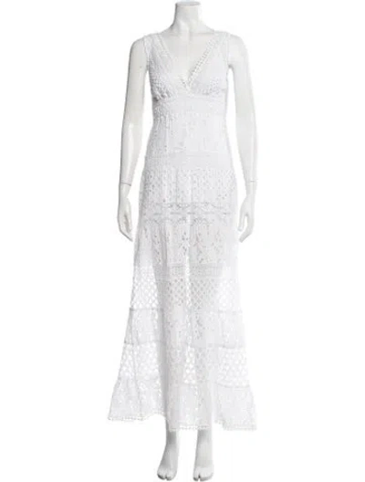 Pre-owned Temptation Positano Lace Pattern Long Dress In White