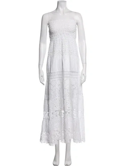 Pre-owned Temptation Positano Lace Pattern Long Dress In White