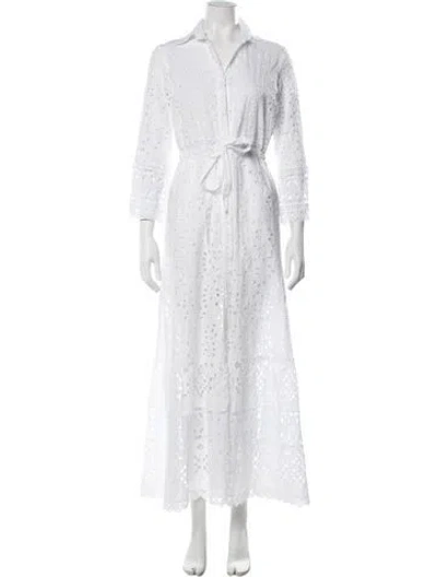 Pre-owned Temptation Positano Lace Pattern Long Dress In White