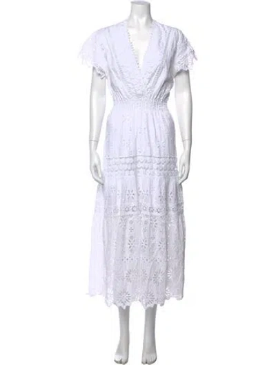 Pre-owned Temptation Positano Lace Pattern Long Dress In White