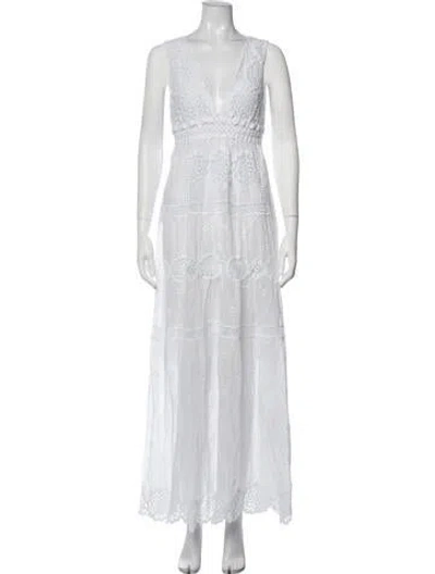 Pre-owned Temptation Positano Lace Pattern Long Dress In White