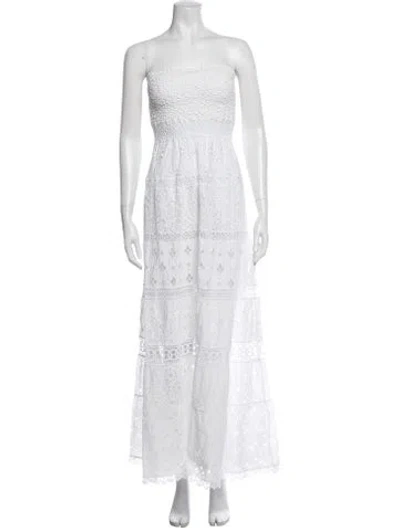 Pre-owned Temptation Positano Lace Pattern Long Dress In White