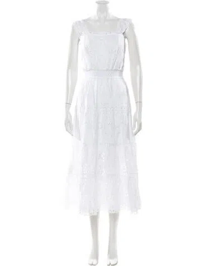 Pre-owned Temptation Positano Lace Pattern Midi Length Dress In White