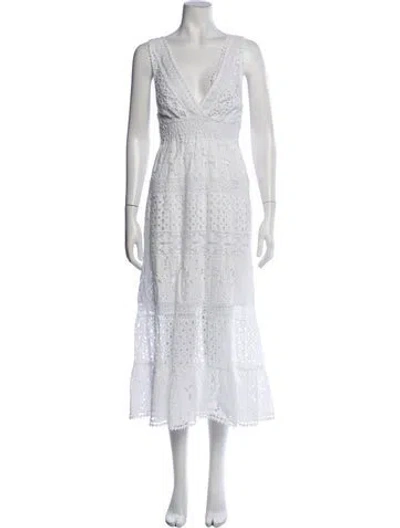 Pre-owned Temptation Positano Lace Pattern Midi Length Dress In White