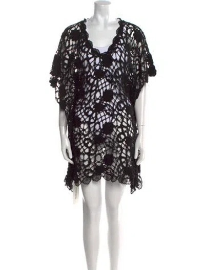 Pre-owned Temptation Positano Lace Pattern Mini Dress In Black