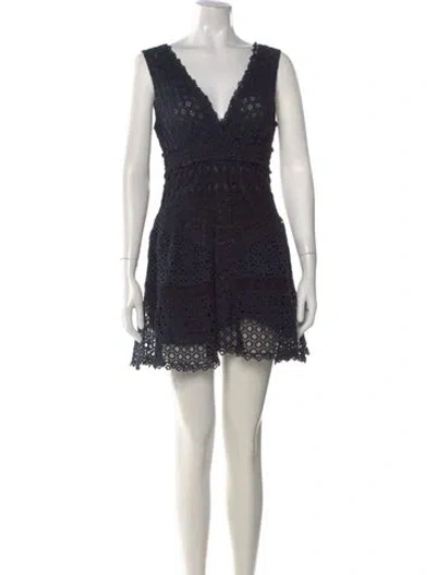 Pre-owned Temptation Positano Lace Pattern Mini Dress In Black