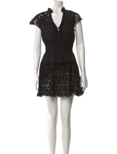 Pre-owned Temptation Positano Lace Pattern Mini Dress In Black